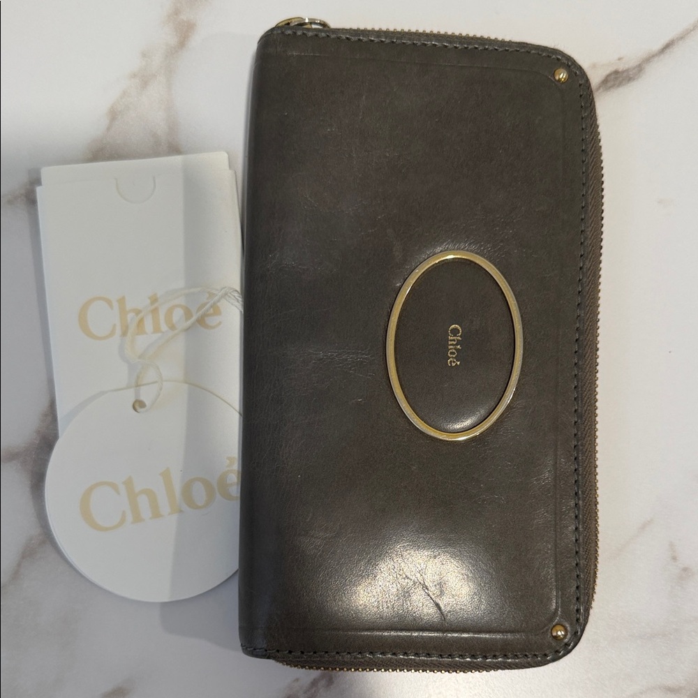 Women's Zip-Around Leather Wallet - Dark Gray - Picture 13 of 13